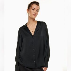 Wilfred Black Button Down Shirt Satin